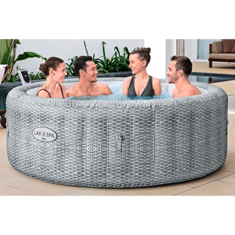 LAY-Z-SPA Whirlpool Bali 196x71cm Grau Rattan Rund – Bild 3