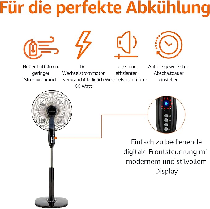 Standventilator 40 cm mit Fernbedienung – Bild 3