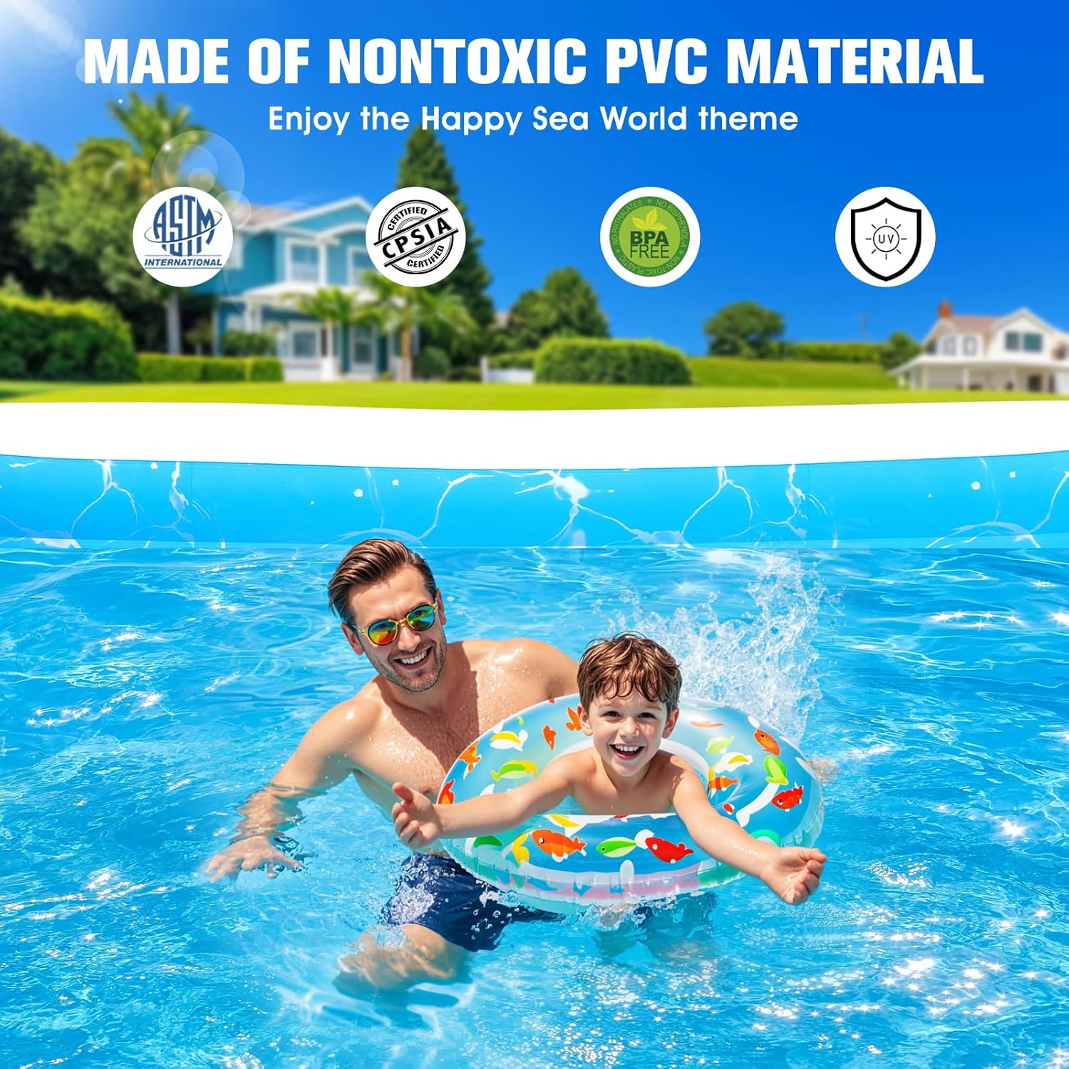 Luxfero Aufblasbarer Pool Erwachsene mit Sitz und Poolbeleuchtung – Bild 3