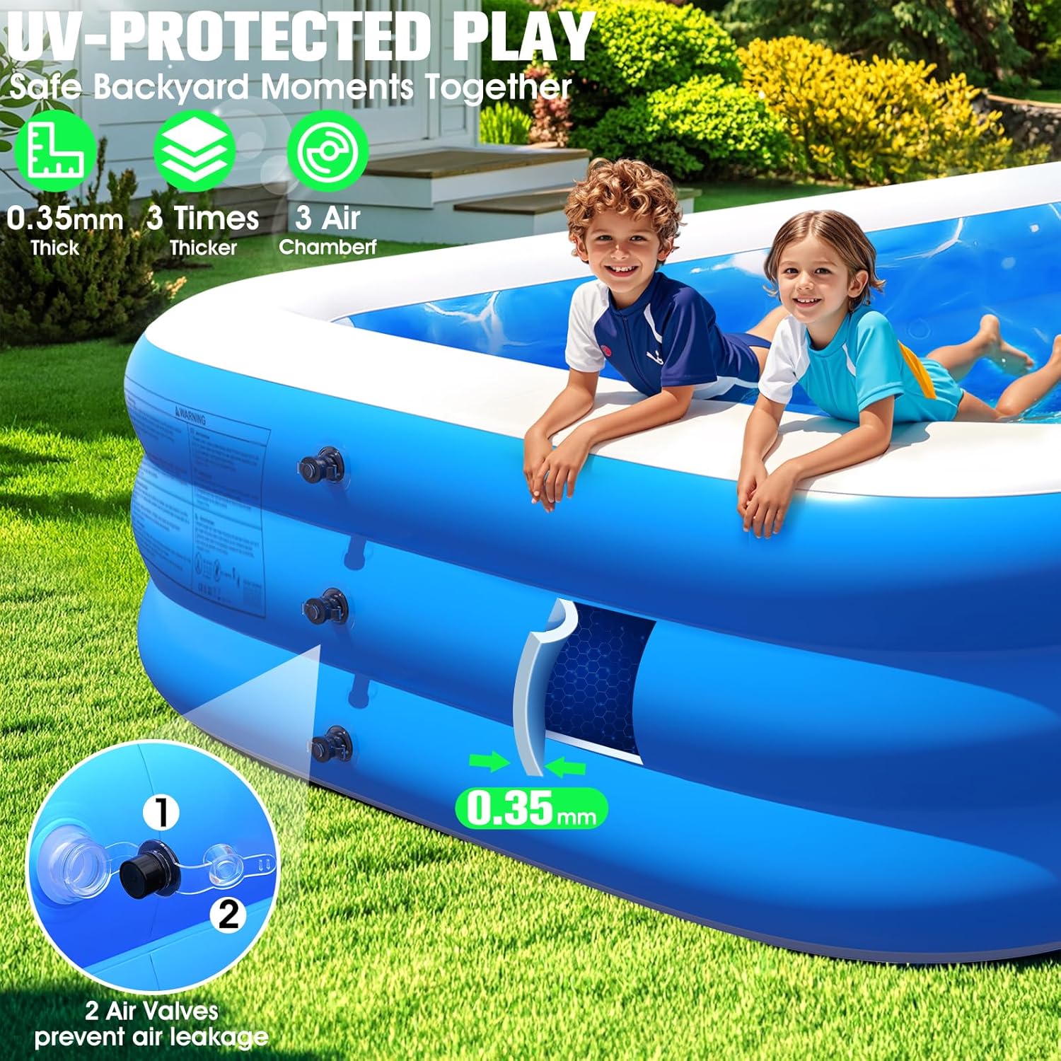 Luxfero Aufblasbarer Pool Erwachsene mit Sitz und Poolbeleuchtung – Bild 5
