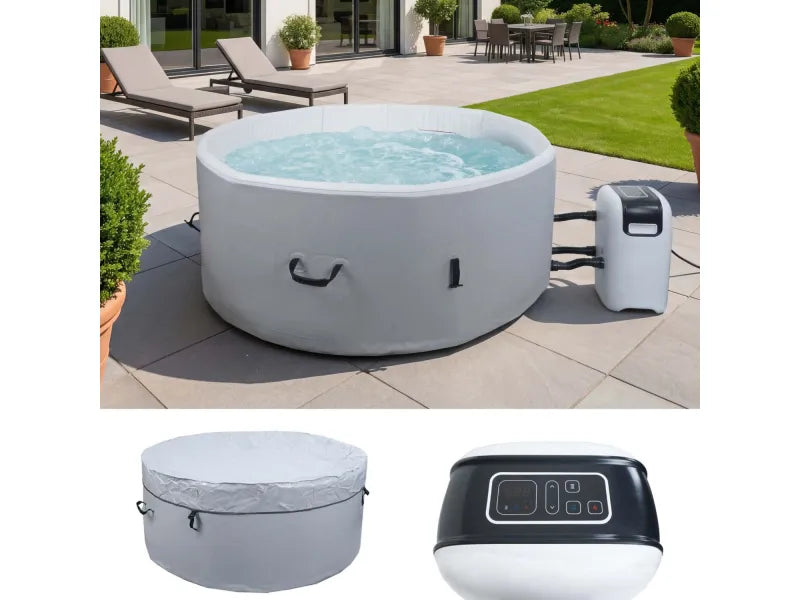 MCW Whirlpool N97 4 Personen Heizbar Aufblasbar Pumpe Dropstitch-Gewebe Rund Ø150cm – Bild 3