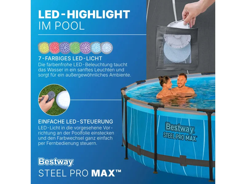 Bestway Solo Pool Steel Pro MAX LED-Design Ø 457 x 107 cm – Bild 4